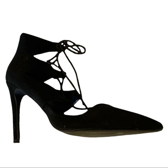 Derek Heart Shoes - Derek Heart From H&M Sophia Black Lace Up Stiletto Spike Heels 8.5